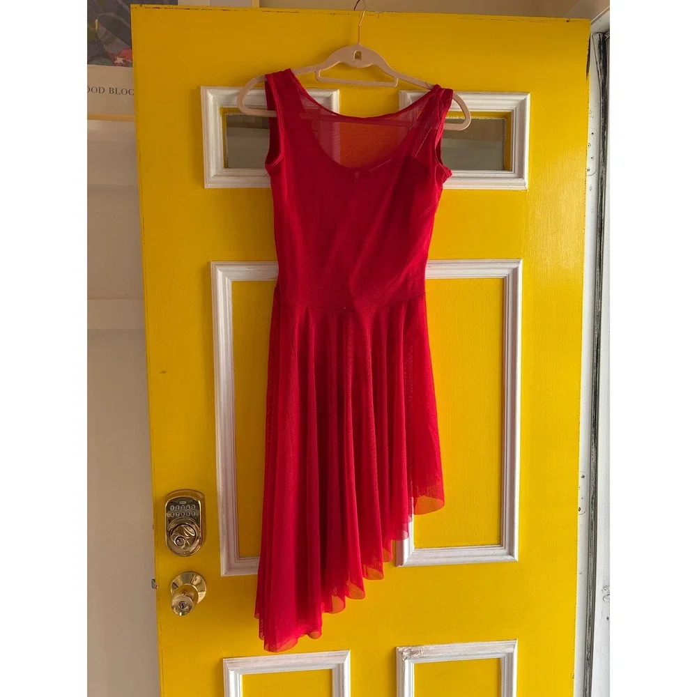 Curtain Call‎ Perform Red Dance Dress Asymmetrical Hem Sleeveless